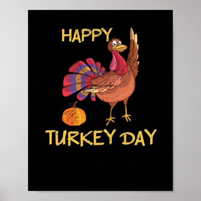 Poster Joyeuse fête de la Turquie Thanksgiving Jour de la (Devant)