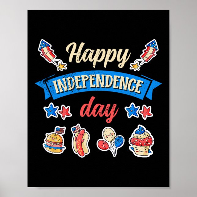 Poster Joyeuse fête de l'indépendance - 4 juillet de l'in (Devant)