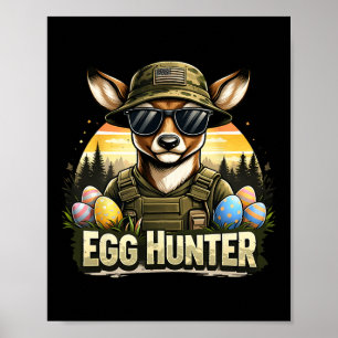 Poster Joyeuse fête de Pâques Camo drôle chasse garçons h