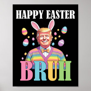 Poster Joyeuse fête de Pâques drôle lapin Bunny Joyeux Pâ