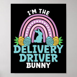 Poster Joyeuse fête de Pâques Je suis le lapin chauffeur