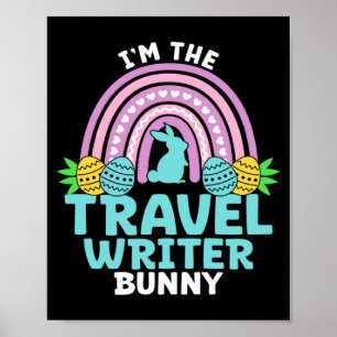 Poster Joyeuse fête de Pâques Je suis le lapin écrivain v