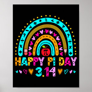Poster Joyeuse Fête de Pi Arc-en-ciel 3.14 Nombre Pi Prof