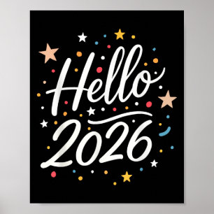 Poster Joyeuse fête du Nouvel An 2026 Famille Hommes corr