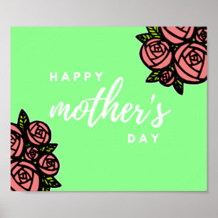 Poster Joyeuse journée de la mère en vert