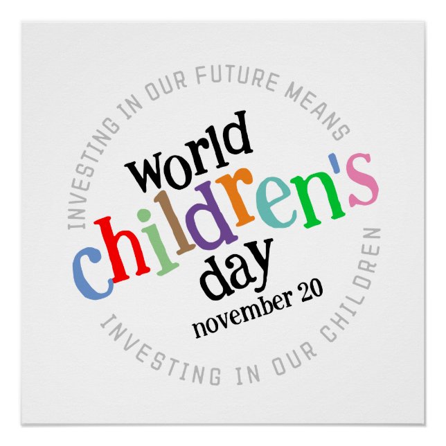 Poster Joyeuse Journée mondiale des enfants colorée (Devant)