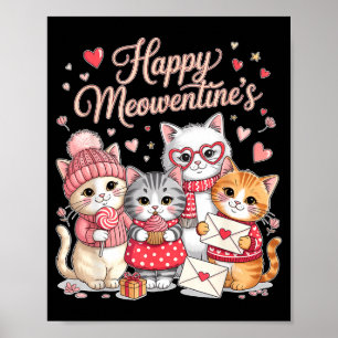 Poster Joyeuse Meowentines Mignonne Saint Valentin Amateu
