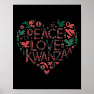 Poster Joyeuse paix de Kwanzaa avec amour Kwanzaa Amer af