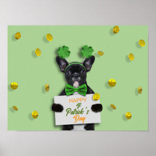 Poster Joyeuse Saint-Patrick Chiot Bouledogue Français Mi
