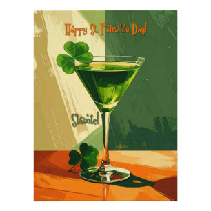 Poster Joyeuse Saint-Patrick Shamrock Martini