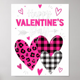 Poster Joyeuse Saint-Valentin Cœurs Filles Femmes Léopard