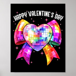 Poster Joyeuse Saint-Valentin Coquette Disco Ball Cœur Fi