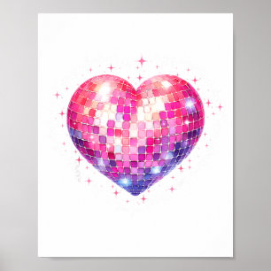 Poster Joyeuse Saint-Valentin Coquette Nk Boule Disco Cœu