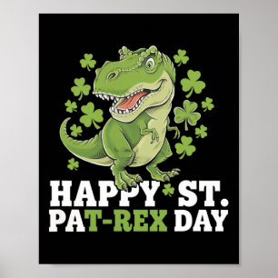 Poster Joyeuse St Patrick T-rex Et Trèfles St Patty