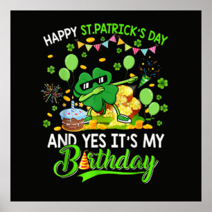 Poster Joyeuse St Patricks Day et trèfle d'anniversaire 