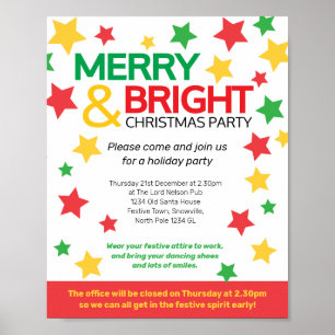 Poster Joyeuses et brillantes stars du bureau de Noël