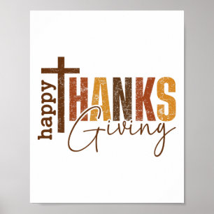 Poster Joyeuses Fêtes de Thanksgiving Famille Chrétienne