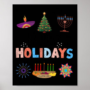 Poster Joyeuses fêtes Diwali Kwanzaa Noël Hanoukka