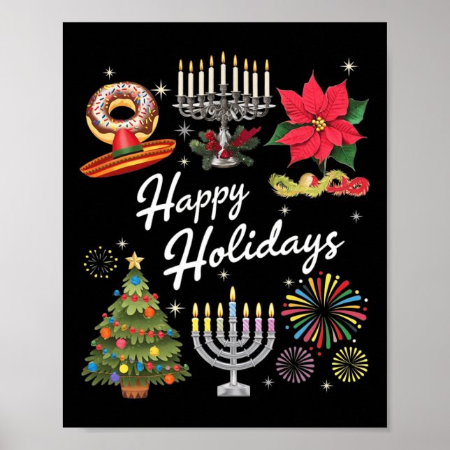 Poster Joyeuses fêtes Hanoukka Feliz Navidad Christmas Kw (Devant)