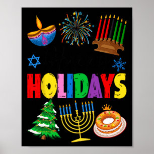 Poster Joyeuses fêtes Joyeux Noël Joyeux Hanoukka Happy
