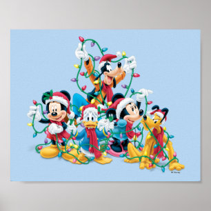 Poster Joyeuses Fêtes Mickey et ses amis