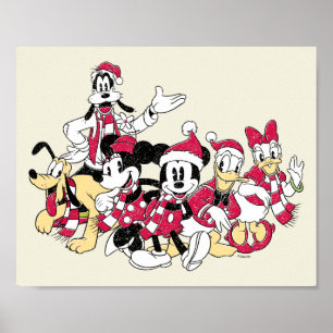 Poster Joyeuses Fêtes Mickey & Friends Noël Joie