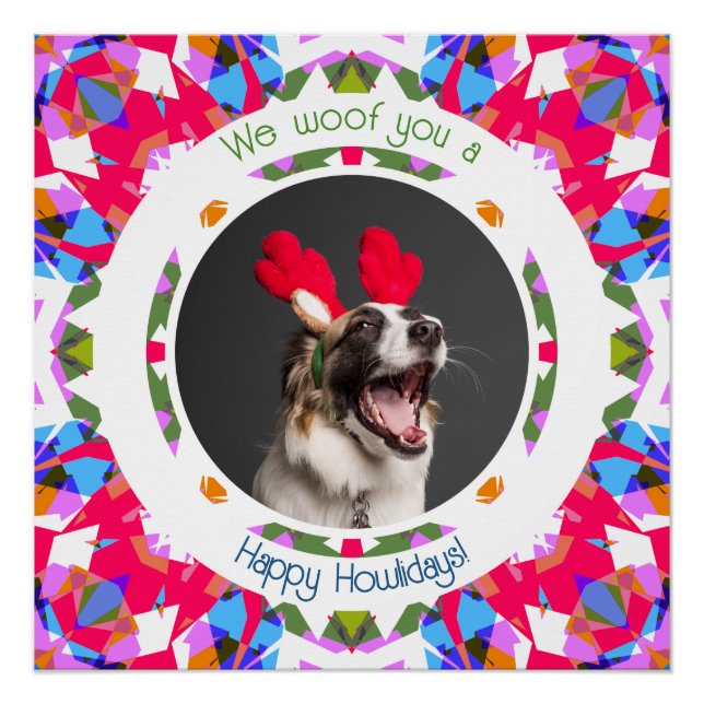 Poster Joyeuses fêtes Noël Photo Pun Chien Papa Maman Mam (Devant)