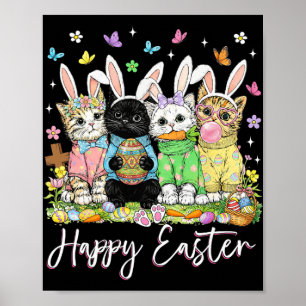 Poster Joyeuses Pâques Adorateur de Chat Mignon Lapin Jou