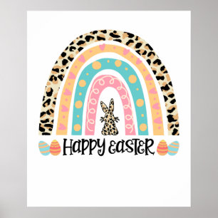 Poster joyeuses pâques arc-en-ciel, rétro, vintage