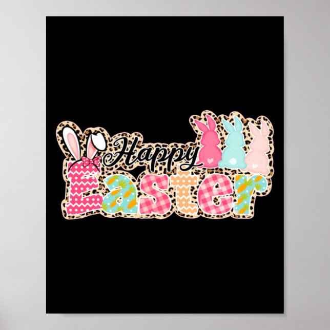 Poster Joyeuses Pâques citations Œuf Lapin  (Devant)
