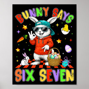 Poster Joyeuses Pâques Lapin Mignon Dit Six Sept 6 7 Meme