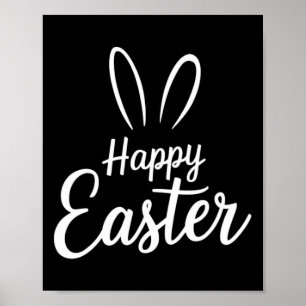 Poster Joyeuses Pâques Lapin Mignon Lapin Jour de Pâques