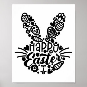 Poster Joyeuses Pâques, Lapin Visage Hommes Femmes Enfant