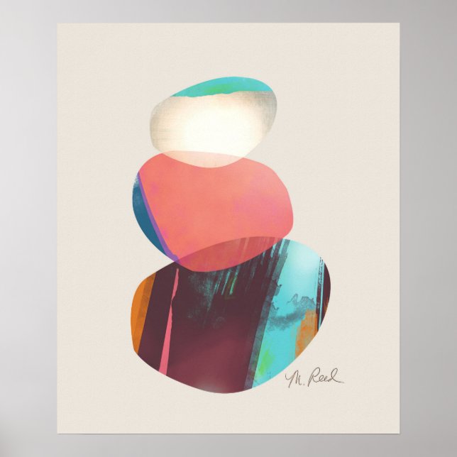 Poster Joyeuses pierres colorées d'aquarelle (Devant)