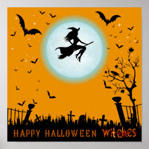 Poster Joyeuses sorcières Halloween