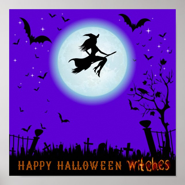 Poster Joyeuses sorcières Halloween (Devant)