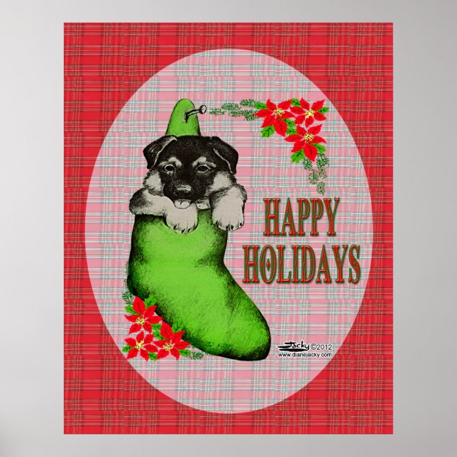 Poster Joyeuses vacances chiot (Devant)