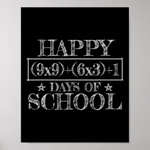 Poster Joyeux 100 Jours D'école Équation Mathématique Drô