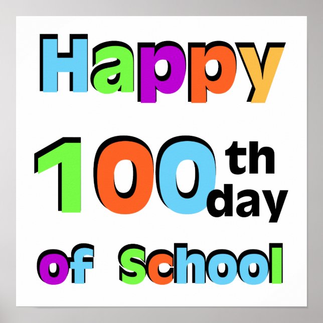 Poster Joyeux 100e jour d'école (Devant)