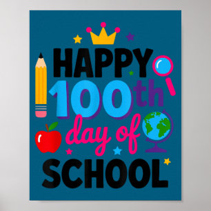 Poster Joyeux 100e jour d'école 100 jours plus intelligen