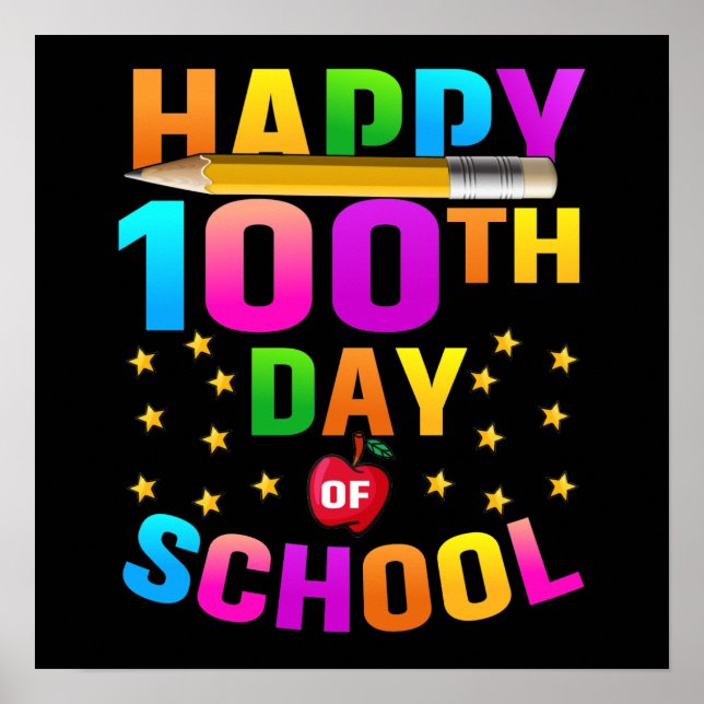 Poster Joyeux 100e jour d'école pour enseignants et étudi (Devant)
