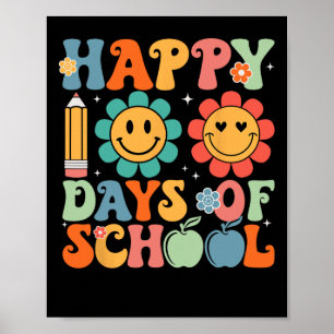 Poster Joyeux 100ème Jour D'Enseignant Enfants Retro Groo