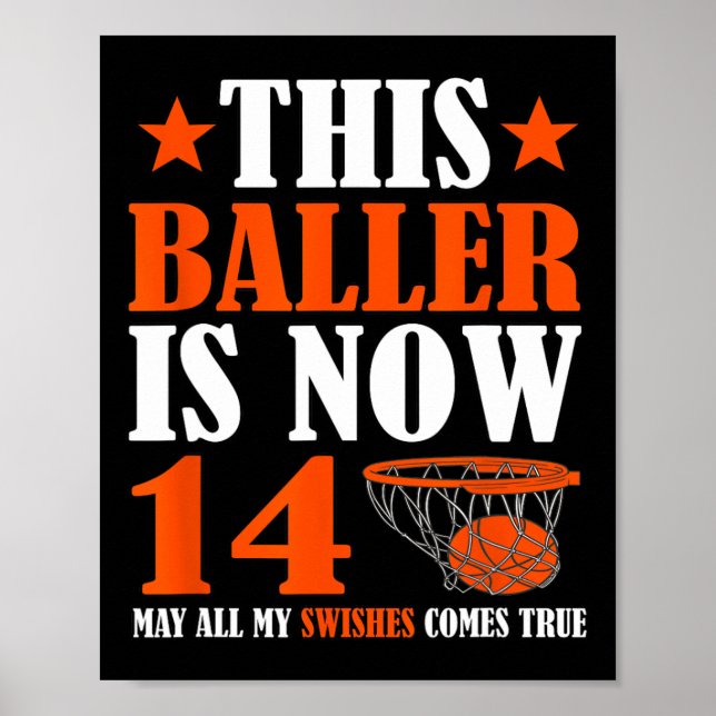 Poster Joyeux 14e anniversaire 14 ans Basketball 14e Bi (Devant)