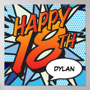 Poster Joyeux 18e Bande Dessinée Pop Art