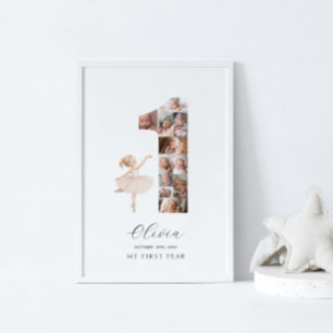 Poster Joyeux 1er anniversaire Ballerina Photo Collage