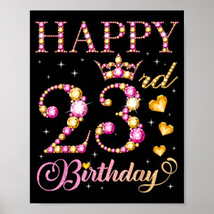 Poster Joyeux 23e Anniversaire 23 Ans Hommes Femmes Anniv