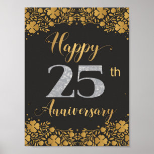 Poster Joyeux 25e anniversaire Mariage d'argent 25 ans