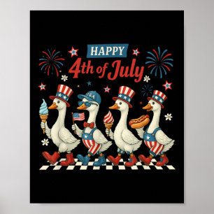 Poster Joyeux 4 juillet Canards Fête de l'Indépendance Am