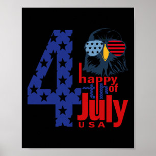 Poster Joyeux 4 juillet drapeau d'aigle patriotique 4 jui