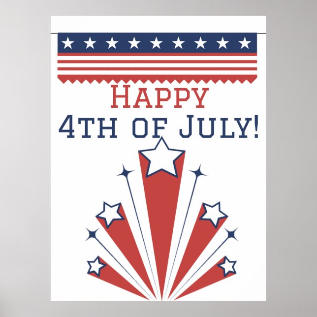 Poster Joyeux 4 juillet fête de l'indépendance de l'Améri (Devant)